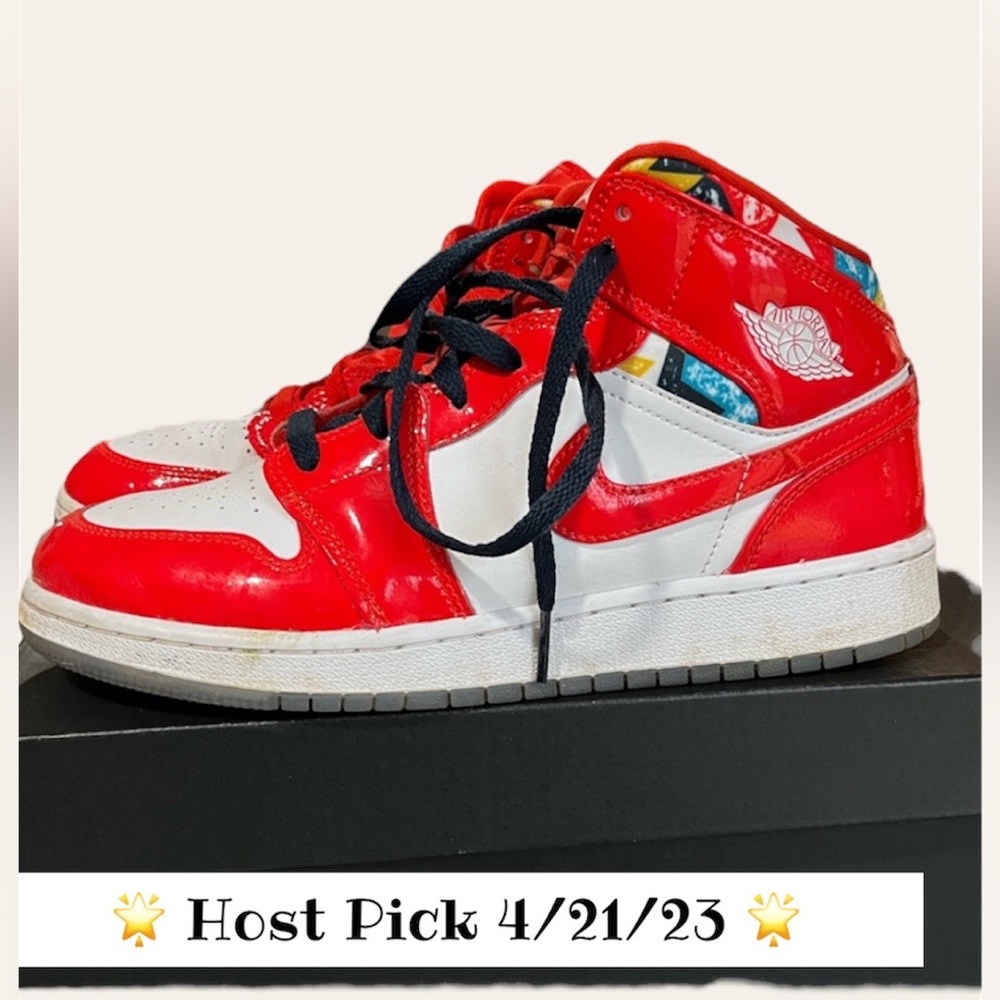 🌟HP🌟 AIR JORDAN I MID SE Barcelona Sweater chile red/pollen/white sz 8.5/7Y